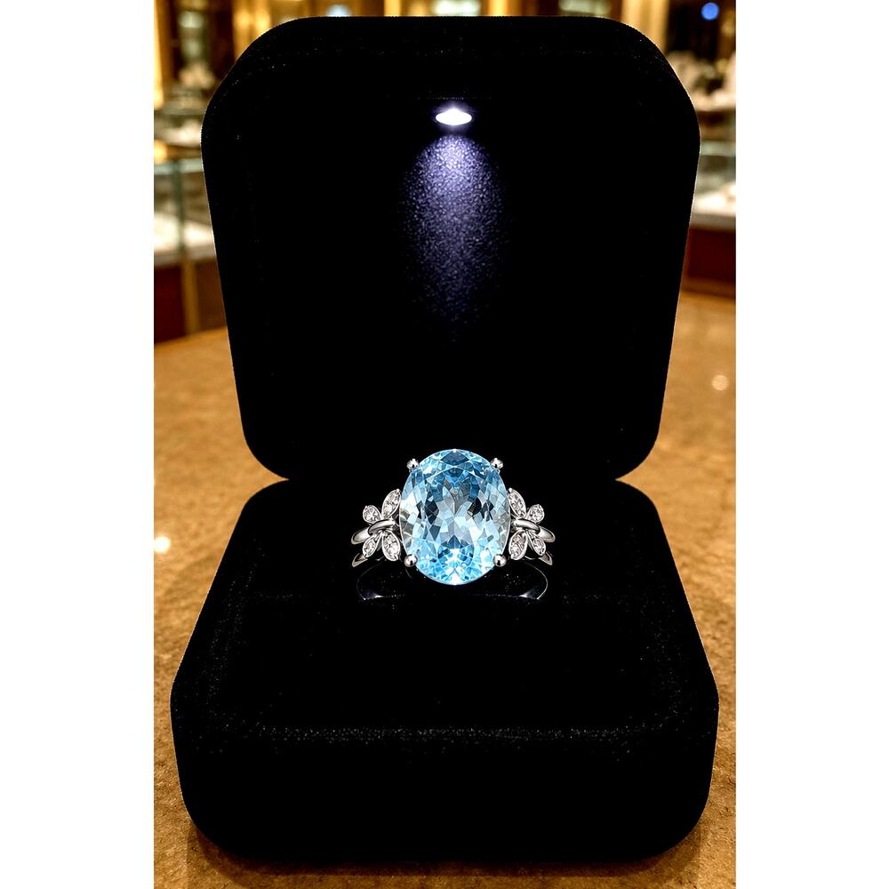 Inlaid Jade Sapphire Combination Ring Size 9